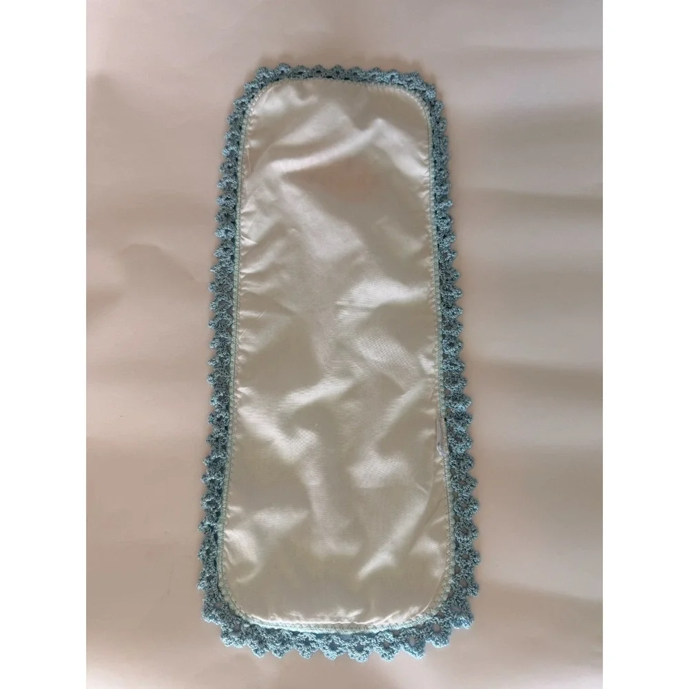 Embroidered 'Little Sport' Handmade Baseball Burp Cloth | Blue Crochet Edge Baby